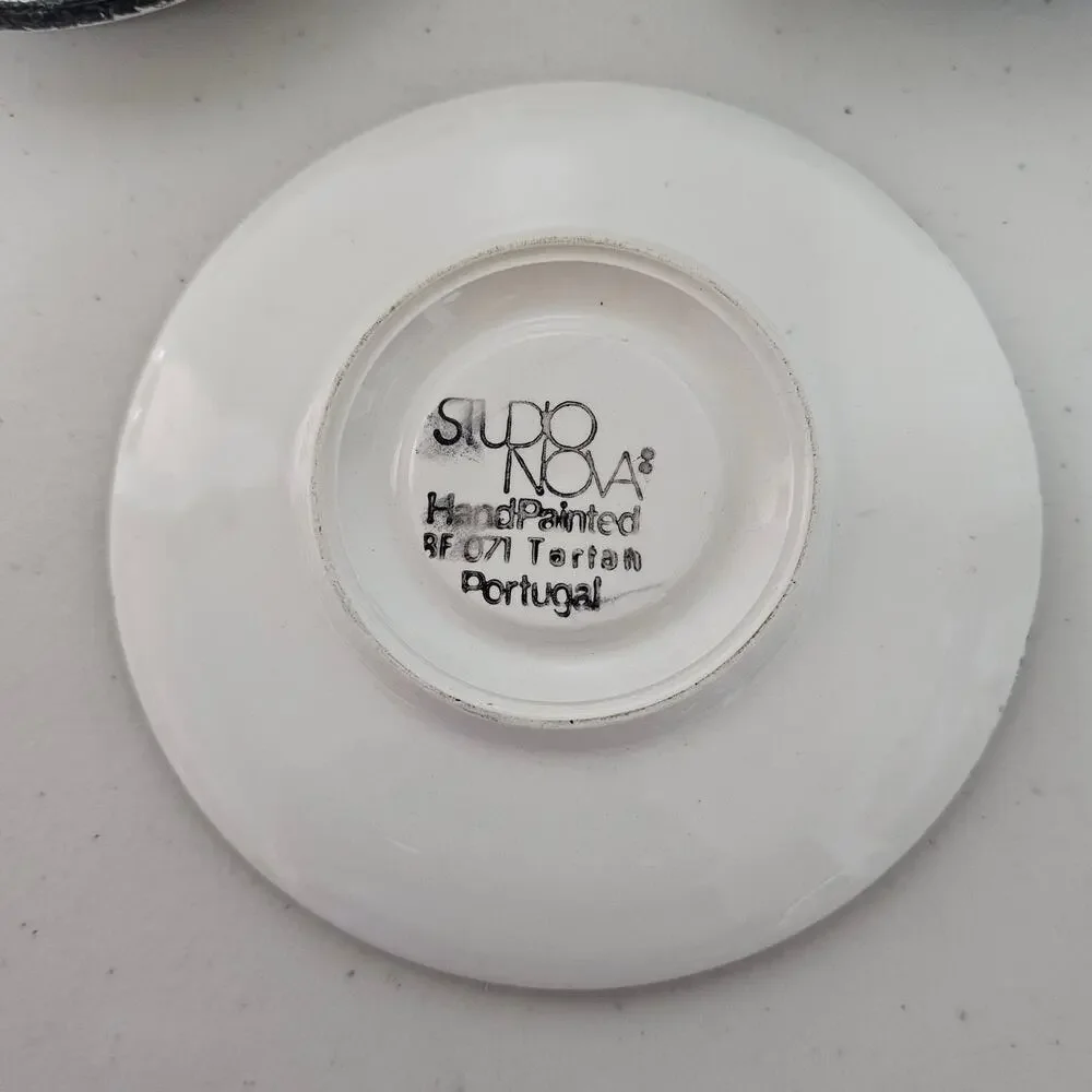 Studio Nova  BF071 Handpainted Vintage Pottery Cup and Saucer - set of 3